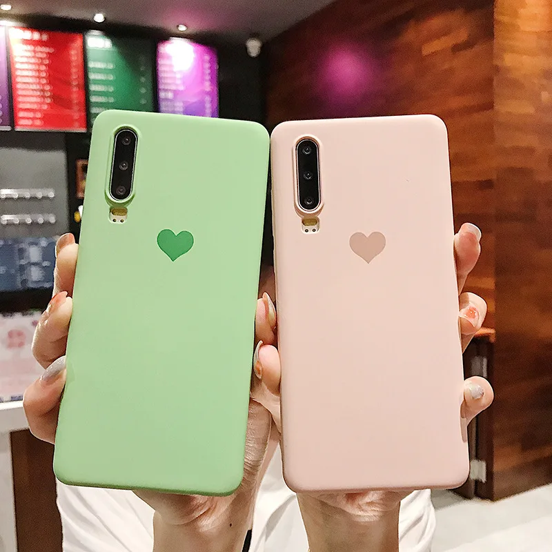 

Microfiber Lining Liquid Silicone Phone Case for Huawei P20 P30 PRO Mate20 Pro Coque Candy Girly Love Logo Shockproof TPU Cover