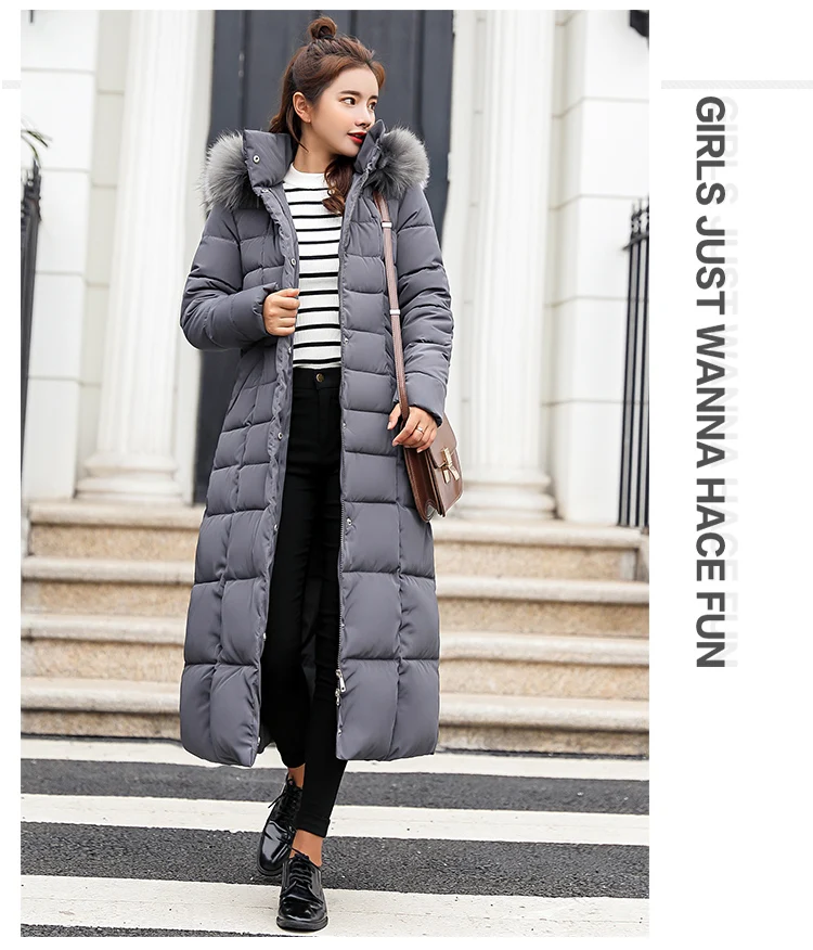 Зимняя женская куртка с большим меховым воротником,, новая мода, большой размер, с капюшоном, длинное пальто с хлопковой подкладкой, зимняя куртка для женщин