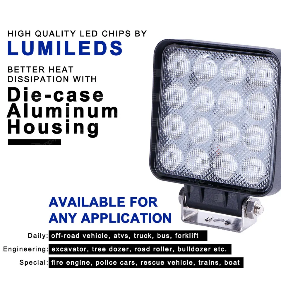 Luz de Trabalho Luz de Inundação Tc-x Praça Offroad 12 - 24 v Luz Extra Portátil Caminhão Trator Carro Estilo Atacado Led 16x3 w 6 praça offroad led 12 24 v luz