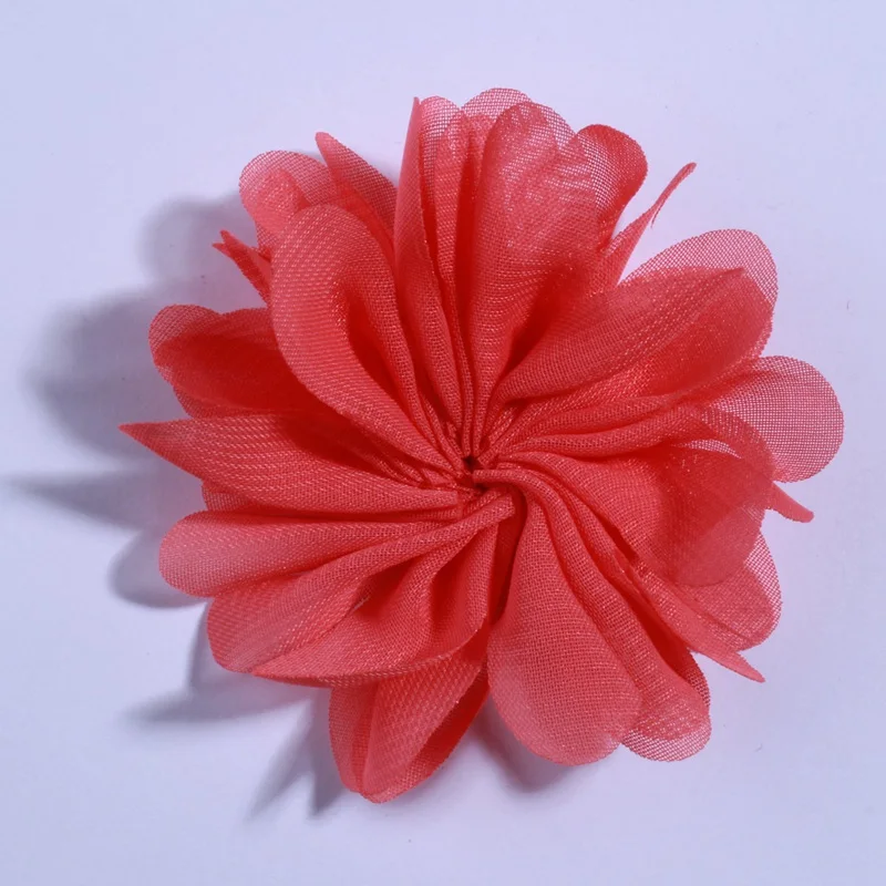 10 шт 6,5 см горячая Распродажа пушистые балерины ткань шифон в цветочек для платья Подсолнух Кружева Искусственные цветы для свадебного украшения - Цвет: Coral