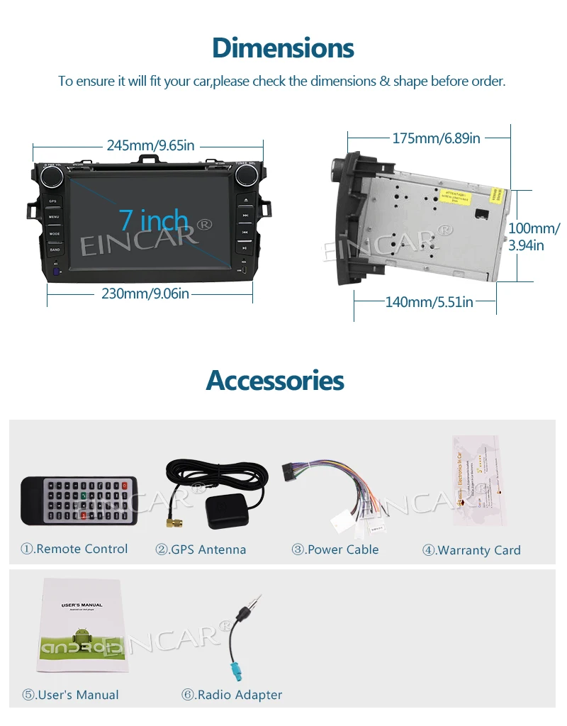 Sale Android 7.1 Car Stereo Touch Screen Autoradio 2 Din Car DVD Player Head Unit for Toyota Corolla Support Mirror Link Bluetooth 5