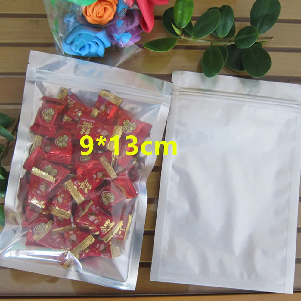 

9*13cm Food Storage Pure Mylar Self Seal Packing Ziplock Zip Lock Pouch Powder Heat Seal Silver Aluminum Foil Clear Package Bag