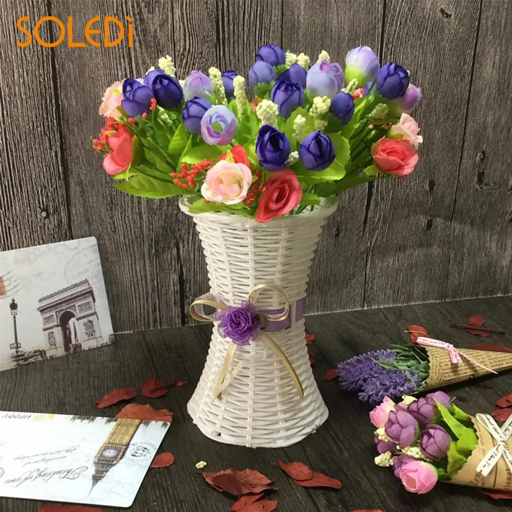Buy Flower Storage Basket Artificial Rattan Vase
