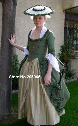 Aliexpress Custom Made 1770 Polonaise Green Taffeta Custom Made 1770 Polonaise Green Taffeta Victorian Bustle Day Dress Tea Party Event