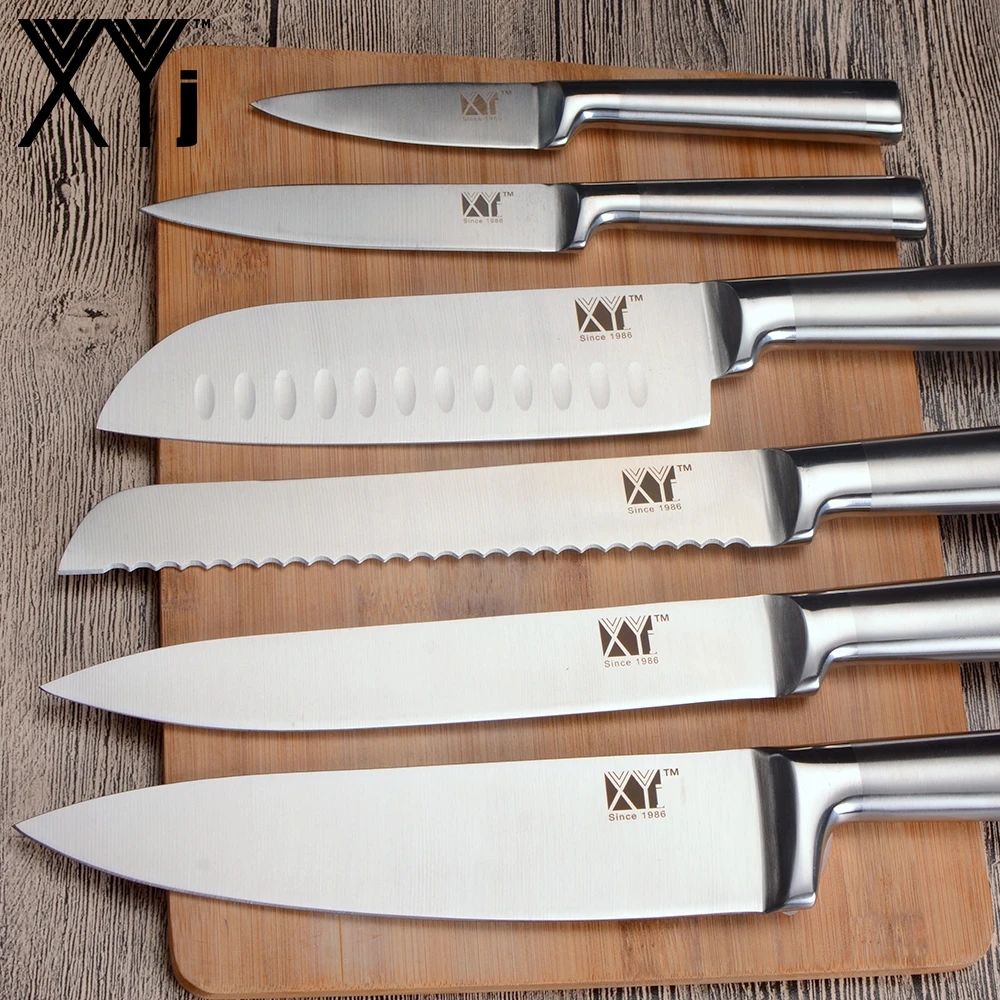 XYj набор кухонных ножей из нержавеющей стали, нож для очистки фруктов Santoku, нож для нарезки хлеба, обвалки, ножницы в форме рыбы, набор ножей, аксессуары