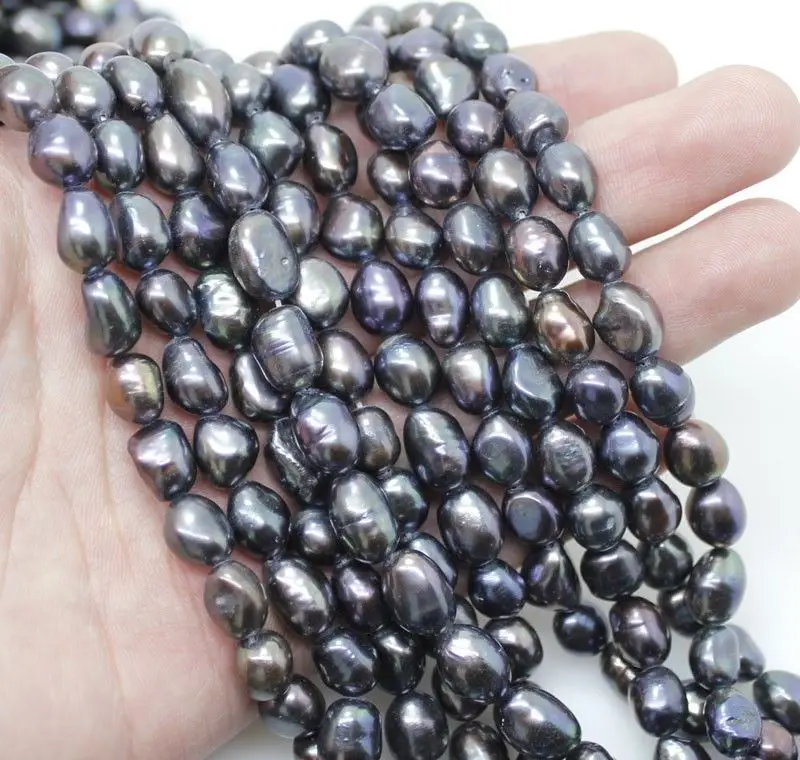wholesale lot bulk 10 strands natural black baroque pearl Loose beadin