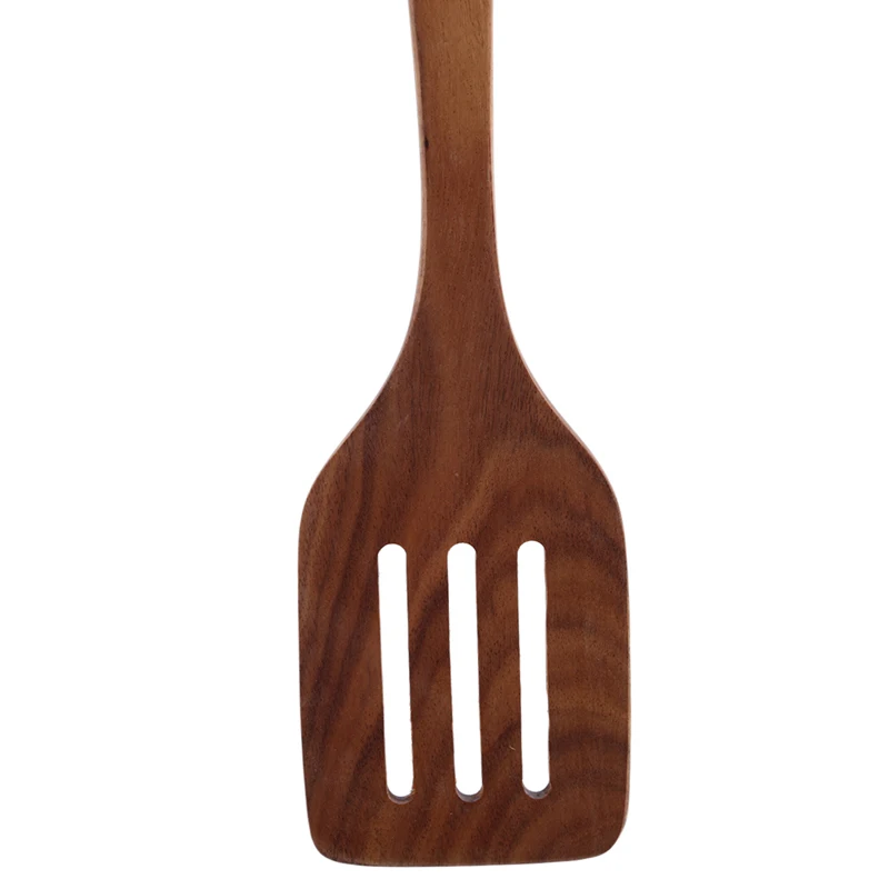 Лопатка с длинной ручкой, антипригарная посуда для приготовления пищи, деревянная лопатка, шлицевая лопатка, деревянная кухонная утварь
