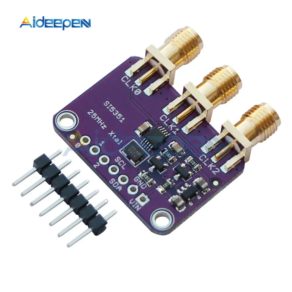 

DC 3V-5V 5351 Si5351A Si5351 I2C Clock Generator Breakout Board Module Signal Generator Clock 8KHz-160MHz For Arduino
