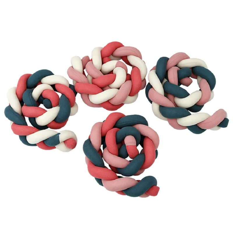  2M Baby Bed Bumper Long Handmade Knotted Braid Weaving Plush Baby Crib Sides Protector Newborn Baby