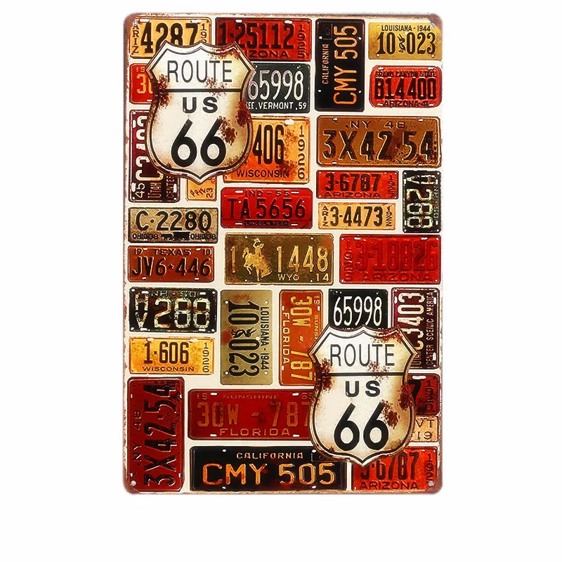 HD Route 66 винтажные металлические декоративные тарелки железные настенные художественные картины ретро-Плакат Металлические знаки для бара гаража домашний Декор стены N111 - Цвет: 13