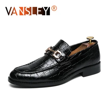 

Men Crocodile Dress Shoes Fashion Style Man Genuine Leather Wedding Shoes Social Male Flats Shoesr Wedding Party Loafers