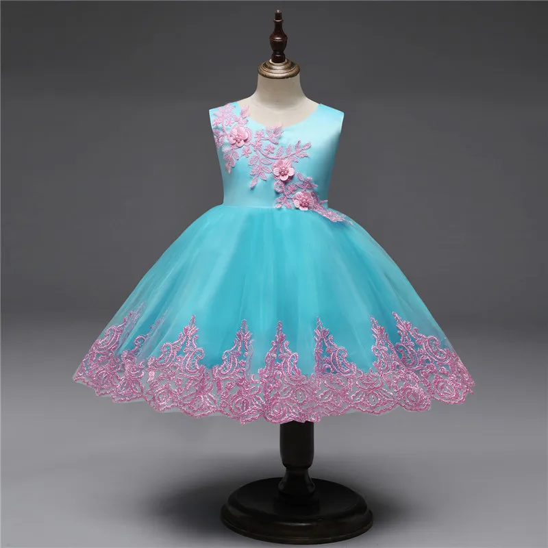 

Autumn Mesh Dress for Children Flower Ruched Girls Dress Party Wedding Elegent Princess Vestidos Clothes First Years