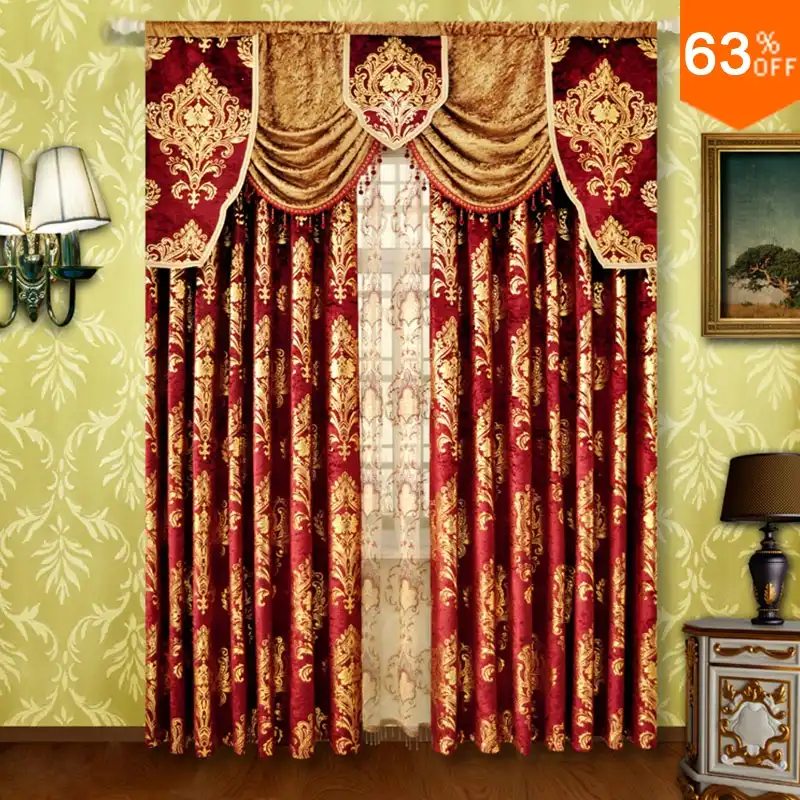 Red Fur Surface Golden Curtain Decorations Rod Curtain Design Elegant Bedroom Curtain Decoration Rod Curtains Blackout