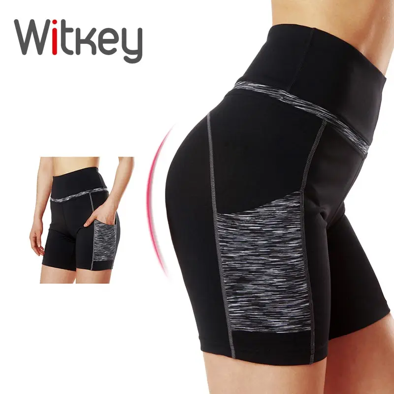 

Witkey High Waisted Sport Shorts for Women Yoga Shorts with Pockets Women's Quick Dry Running Fitness Workout Gym Shorts Women
