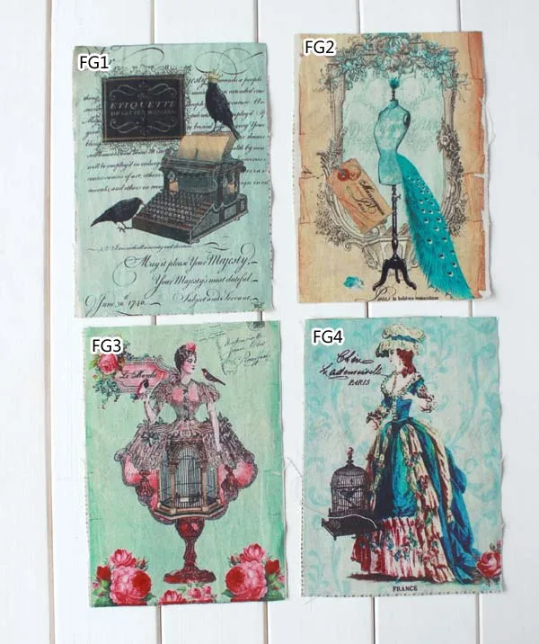 

4pcs/lot Vintage Elements Assorted Designs Cotton Linen Digital Printed Quilt Fabric for DIY Sewing Patchwork free shipping