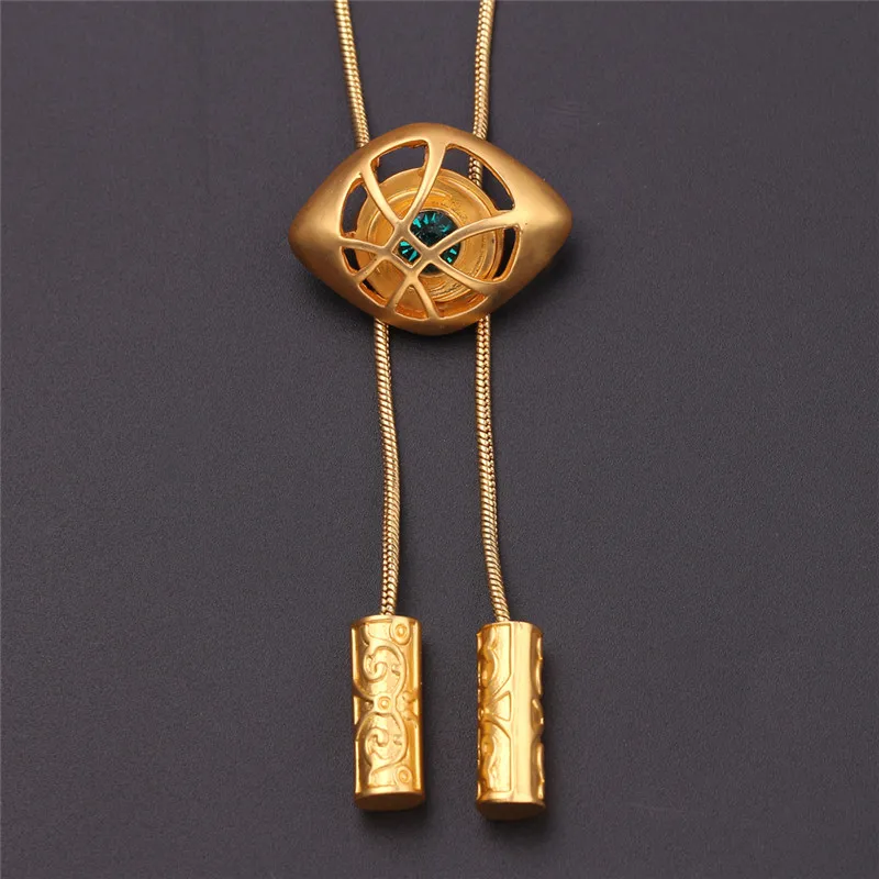 

The Avengers Eye Of Agamotto Gold Necklace Long Snake Chain Pendant 3.1cm Green Adjustable Chain Necklace Doctor Strange Jewelry