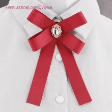 Newest Fashion Fabric Bow Brooches For Women Neck Tie Pins Party Wedding Large Ribbon Brooch Jewelry Clothing Accessories Gifts