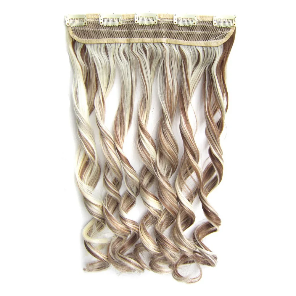 

TOPREETY Heat Resistant B5 Synthetic Hair 100gr 22" 55cm Curly 5 clips on clip in Hair Extensions MIC-888