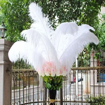 

10/50 pcs high quality white Thick rod ostrich feathers 26-28 inch 65-70 cm Wedding decoration