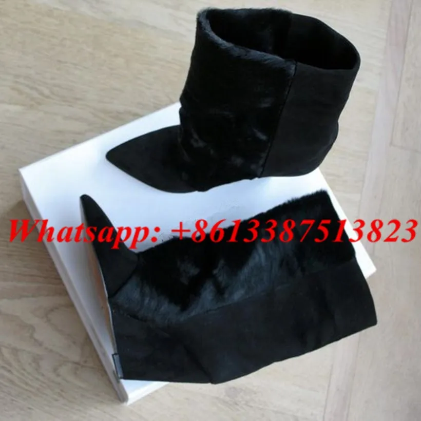 Isabel Marant Fur & Suede Wedge Boots_