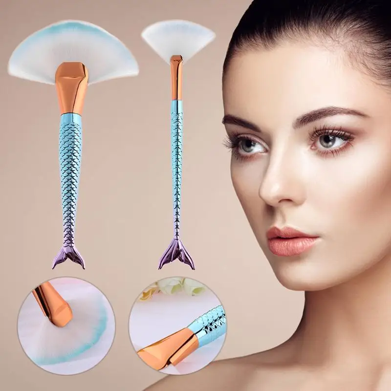 

1pc Soft Mermaid Makeup Brushes Gradient Makeup Fan Brush Face Cosmetics Portable Make Up BrushesTools