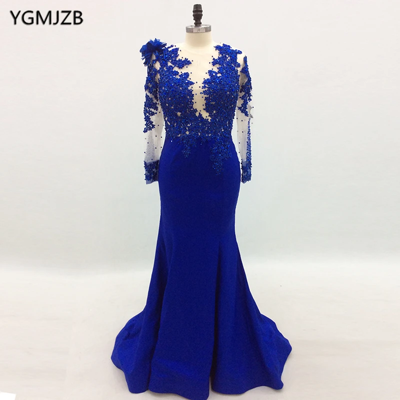 royal blue evening gowns with sleeves