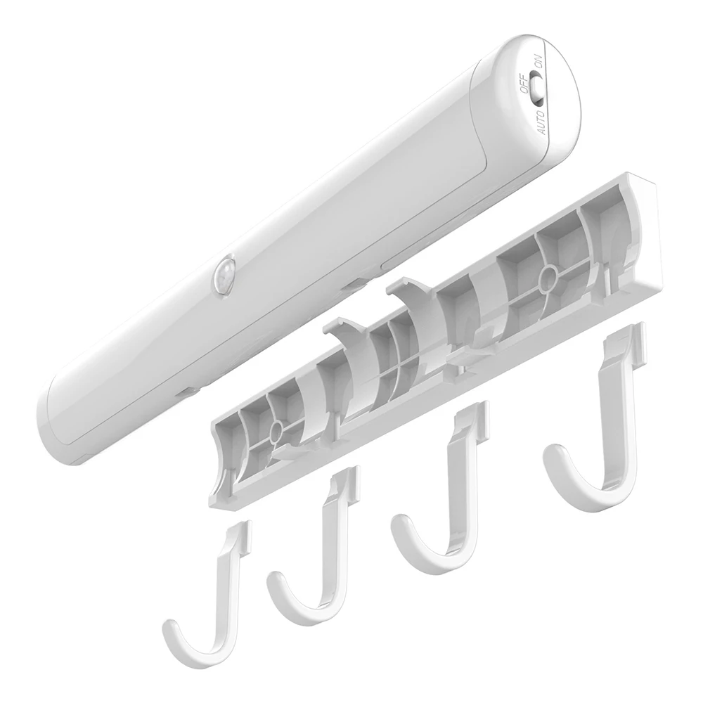 ИК-датчик движения светодиодный Carbinet свет с крючками Встроенный датчик света авто на батарейках для кухни лестница спальни лампа