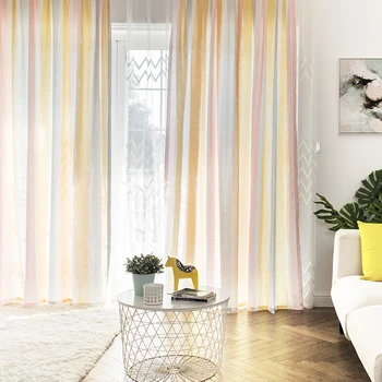 

Custom curtains modern Simple Nordic printing colorful Straight stripes livingroom bedroom window cloth blackout curtain M385