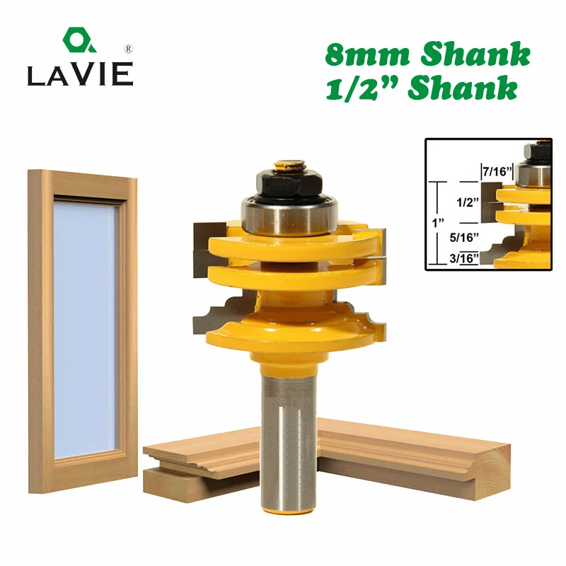 LA VIE 1 мм шт. 8 мм 1/2 "хвостовик направляющие для стеклянной двери и Stile Реверсивный фреза Деревообработка фрезерные резка для деревянные