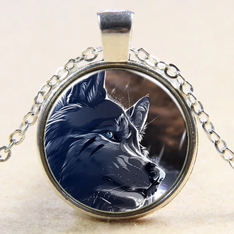 Time Gem Wolf Graphics Gems Glass Cabochon Necklace Pendant Time Gem Wolf Graphics Gems Glass Cabochon Necklace Pendant