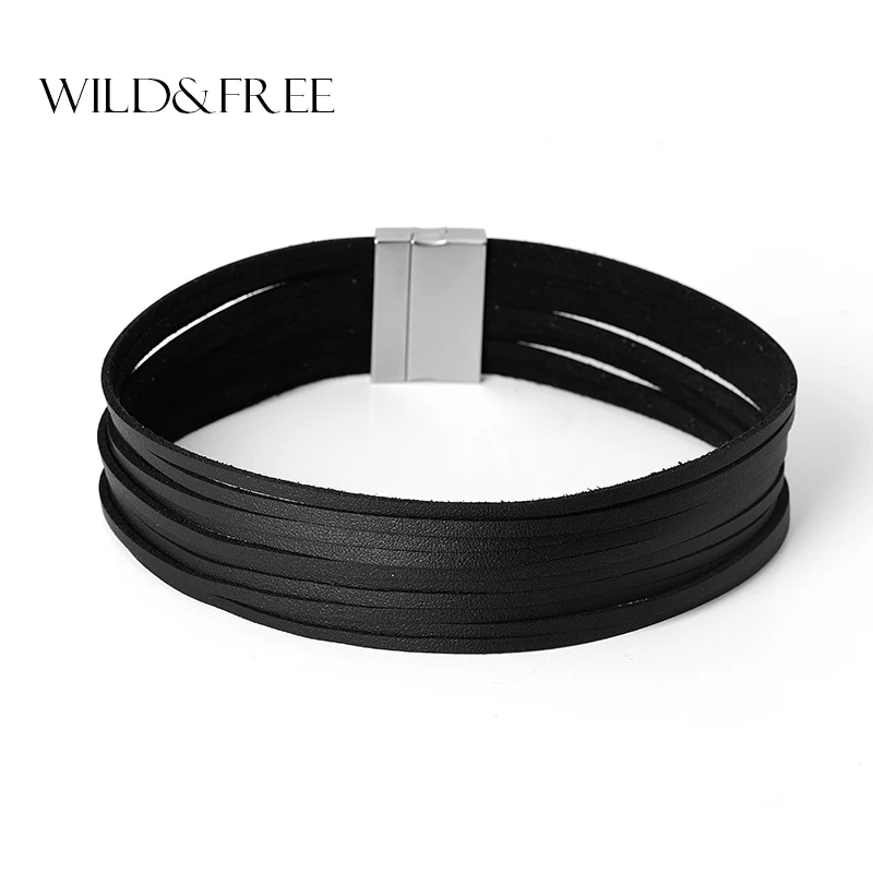

Women New Punk 5 Colors Black Wide Leather Choker Necklace Vintage Gold Silver Magnet Choker Necklace for Women Jewelry Friends