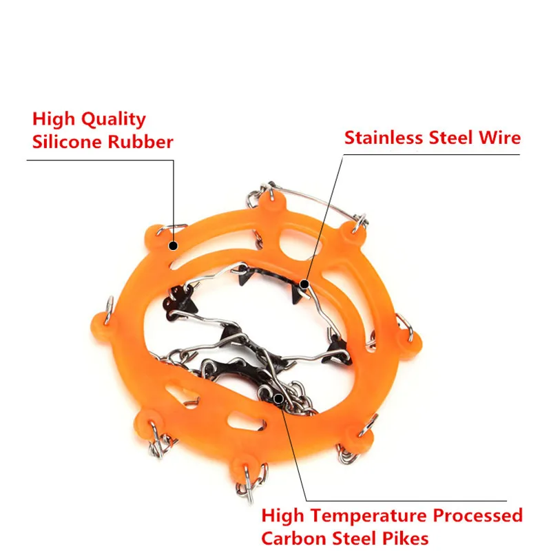 Highly Elastic Silicone Rubber Manganese Steel 8 Teeth Anti-Slip Ice Gripper for Winter Fishing Shoes Accessories Universal Size (7)