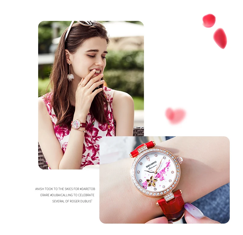 Sekaro, женские автоматические часы, цветочный дизайн, часы, женские механические наручные часы, Топ бренд, роскошные женские часы, Relogio Feminino