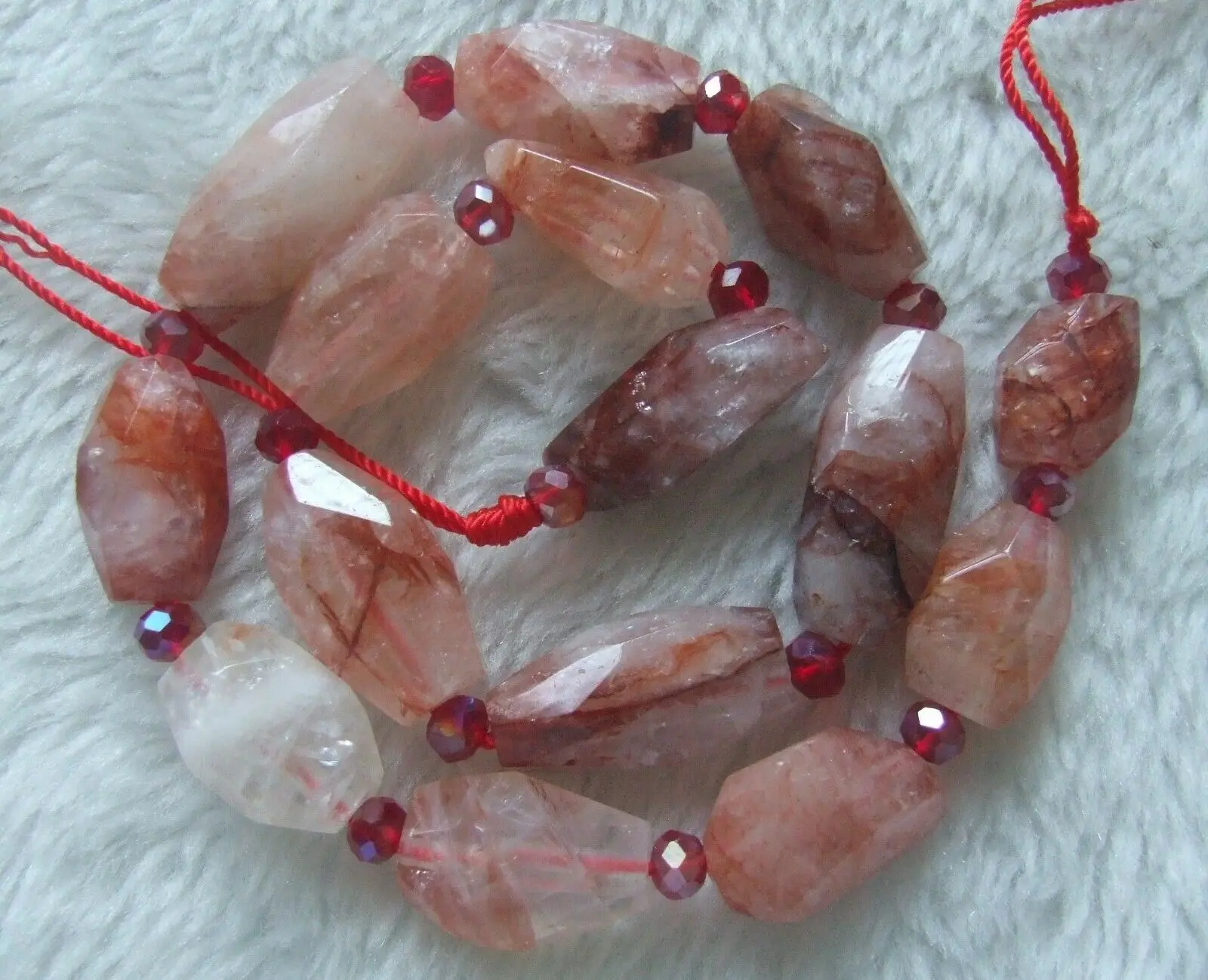 

10x20mm Natural Red Rutilated Quartz Faceted Freeform Loose Beads 15Inch