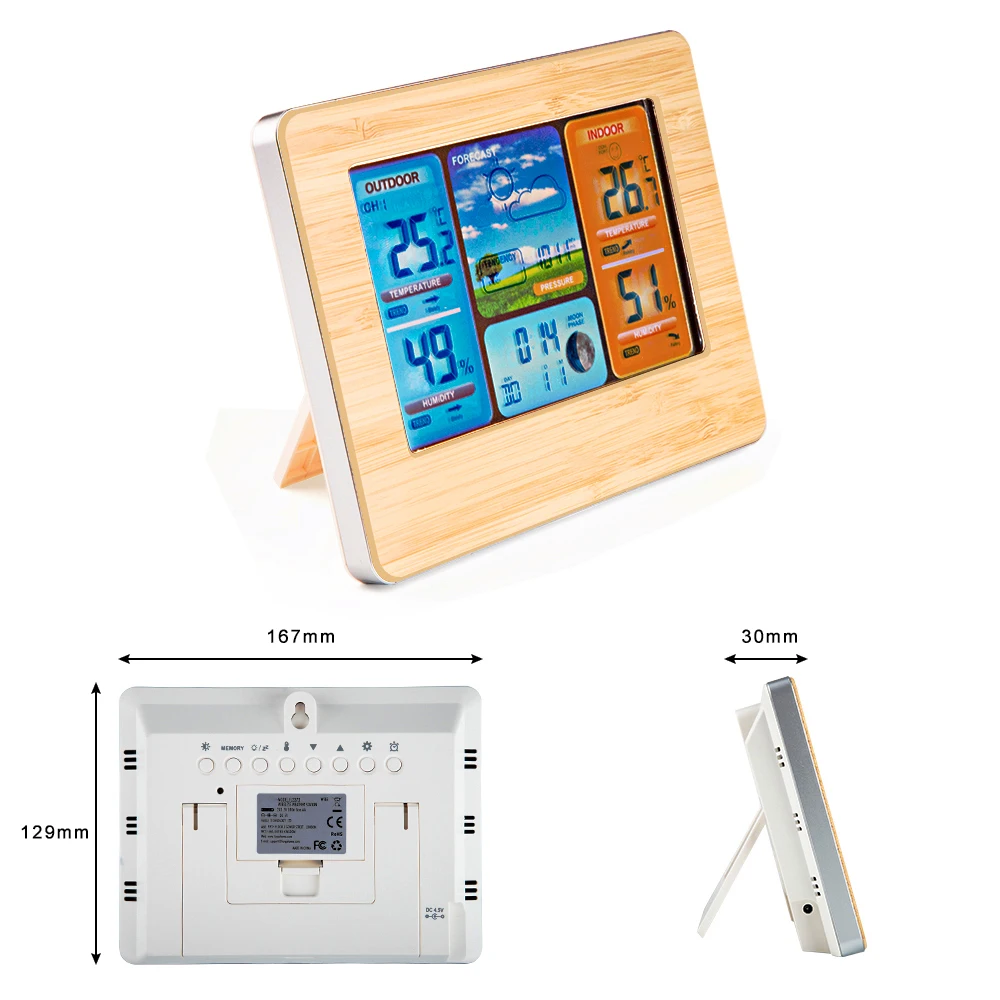 Метеостанция, термометр, гигрометр, барометр, беспроводной датчик, ЖК-дисплей, метеостанция, цифровой будильник, для помещений и улицы