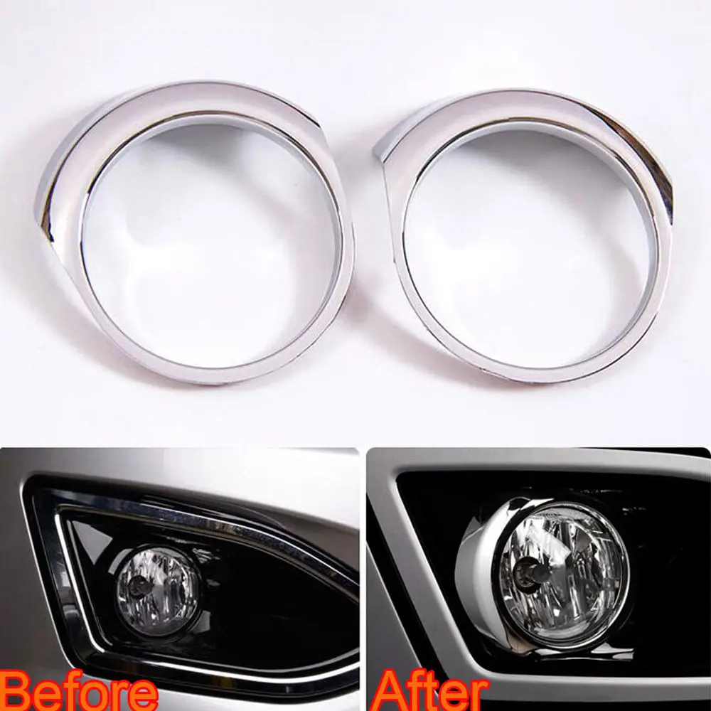 Bbqfuka Chrome Car Front Fog Light Lamp Bezel Cover Auto Fog Light