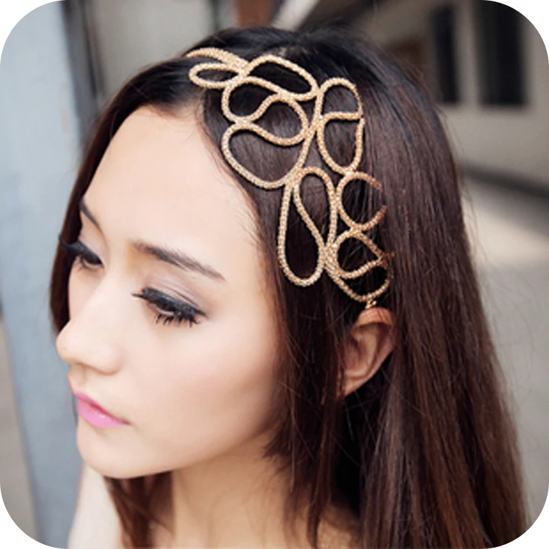 

Fashion cutout knitted headband gold hair accessory headband hollow out gold snake