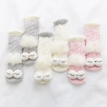 1 пара Harajuku забавное носки с животными зимние Бархатные Теплые мягкие домашние носки-тапочки Kawaii Девочки Женские кролик сова Пушистые Носки для сна