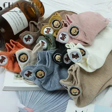 Chaozhu 3 пары милые собаки вышивка маленький круглый значок AB сторона лодыжки длина чёсаный Хлопок Вязание Модные женские носки подарок