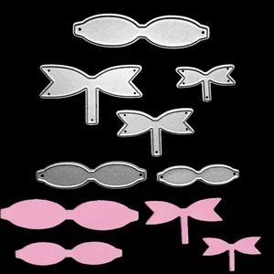 6 шт./партия бант трафареты для скрапбукинга тиснение папка сделай сам Лента металлическая поздравительная открытка украшение режущие штампы горячая распродажа - изображение