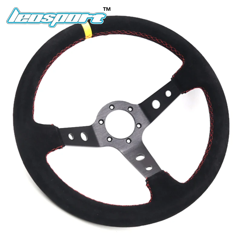 14" (350mm)Racing Steering Wheel suede Leather black iron frame
