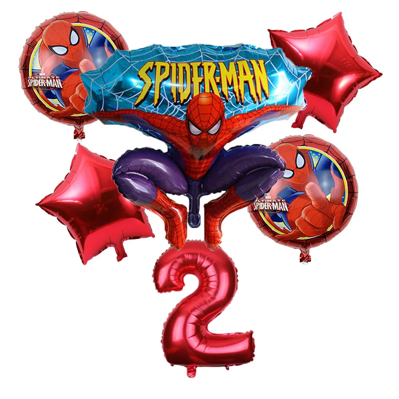 

6pcs/lot Spiderman Balloon 32 inch Number Balloon birthday Set Party Inflatable Helium Foil Balloons Birthday Party Decoration