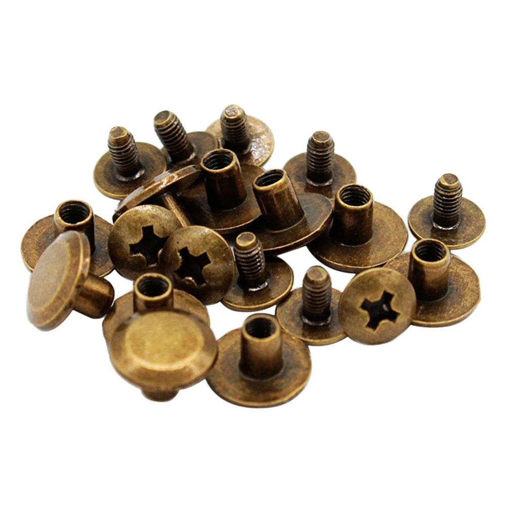 

10Pcs Gold Tone Binding Chicago Screws Nail Rivets Studs For DIY Art Crafts Belt Strap Fastener Screwback 10 X 5mm