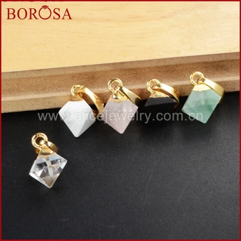 

BOROSA Multi-stone Faceted Pyramid Gold Edge Pendant WX060