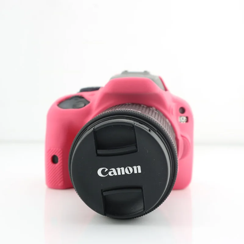 Хорошая мягкая сумка для камеры для Canon 100D EOS 100D силиконовый чехол резиновый чехол для камеры защитный чехол для тела 7 цветов - Цвет: Rose red