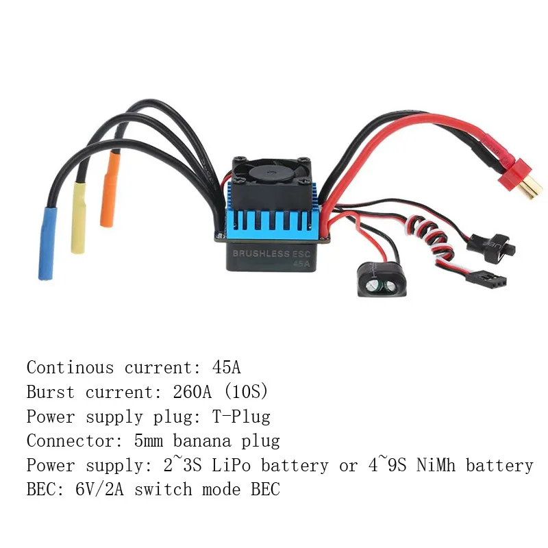 

25A 35A 45A 60A 80A 120A ESC Electric Speed Controller for Traxxas Redcat 1/18 1/16 1/12 1/10 1/8 RC Truck Monster Off-road Car