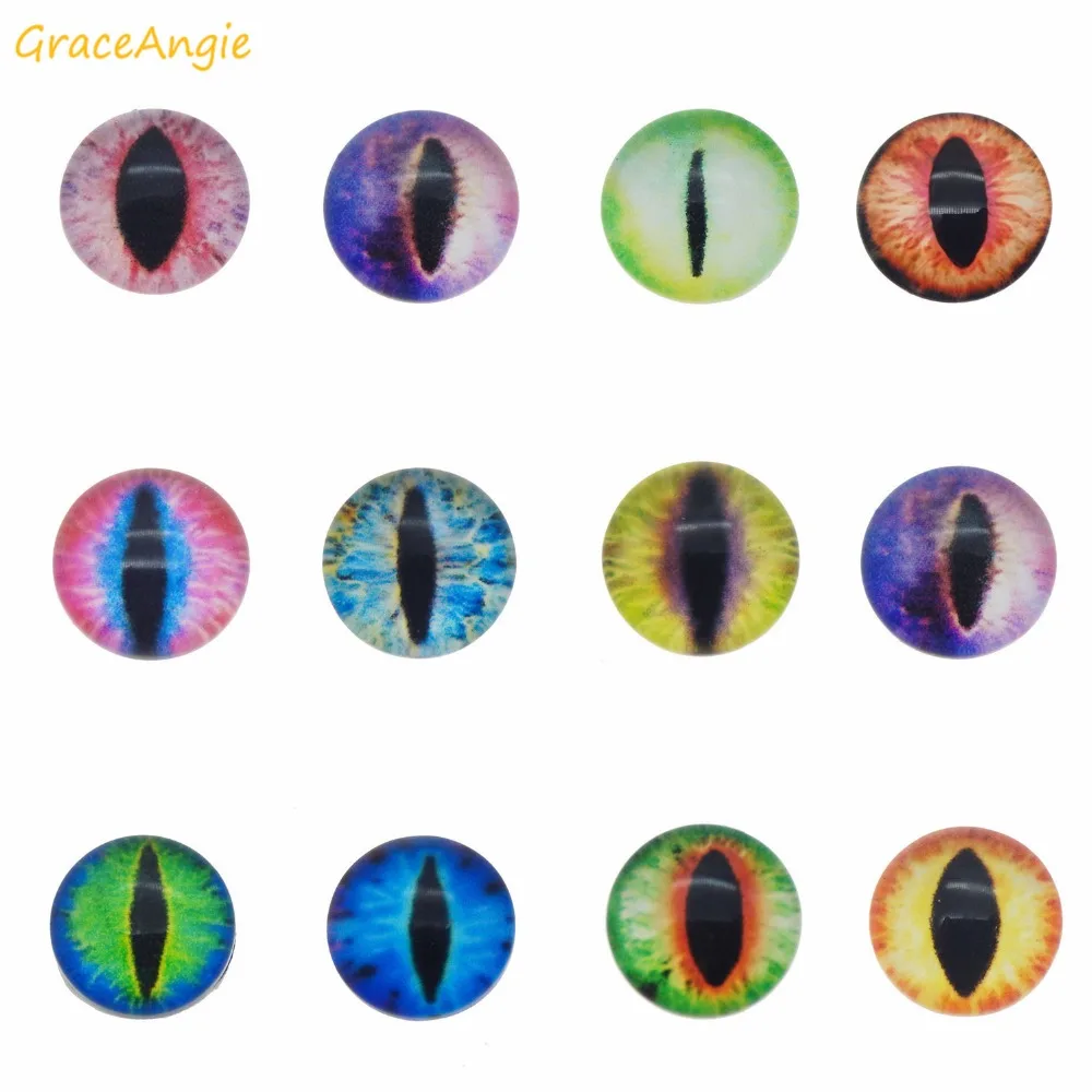 Круглые стеклянные очки GraceAngie 10 50 шт. вертикальные зрачки камея кошачий глаз с