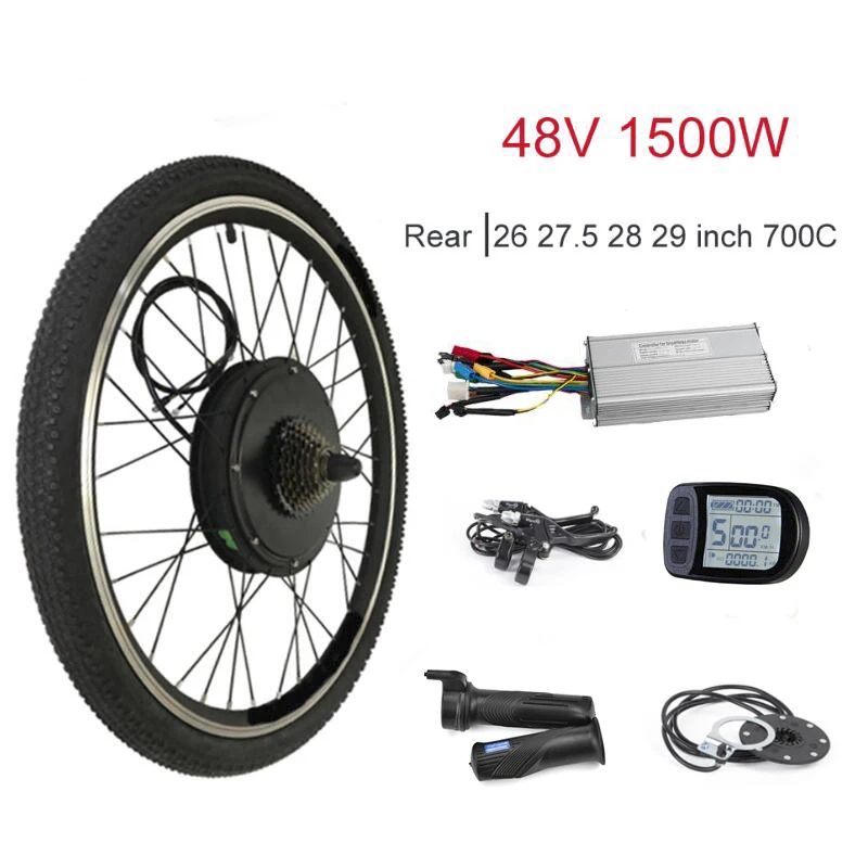 Best Electric Bike Kit 1500w 48V ebike Conversion Kit Rear Wheel LCD Display KT Controller Electric Bike Brushless Gear Hub Motor 26 1