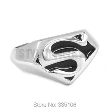 

Free shipping! Classic Black Superman Ring Stainless Steel Jewelry Fashion Motor Biker Ring SWR0008