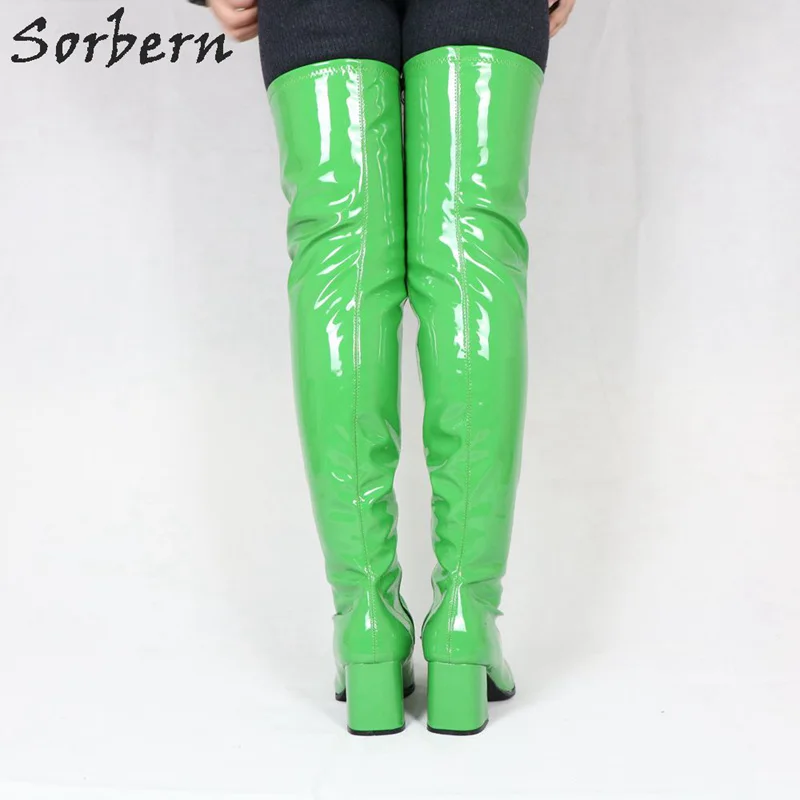 Sorbern-Botas de caña ancha personalizadas para mujer, botines con punta  cuadrada de los años 70, altos hasta el muslo, Vintage, tacón cuadrado -  AliExpress Calzado
